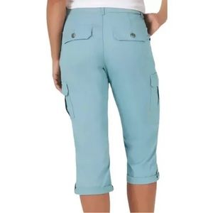 Lee Women's Flex to Go Cargo Capris Pants Size 14 NWT Kahuna Blue